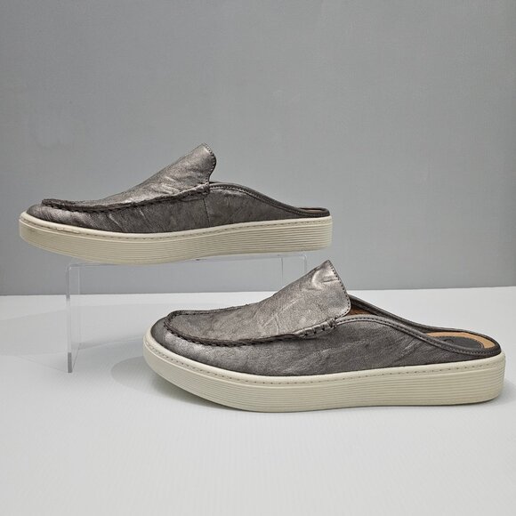 Sofft Somers Moc Mule Sneaker Womens 11 Metallic Gray Leather Casual Slip On - Picture 2 of 13